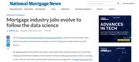Mortgage industry jobs evolve to follow the data science - National M_