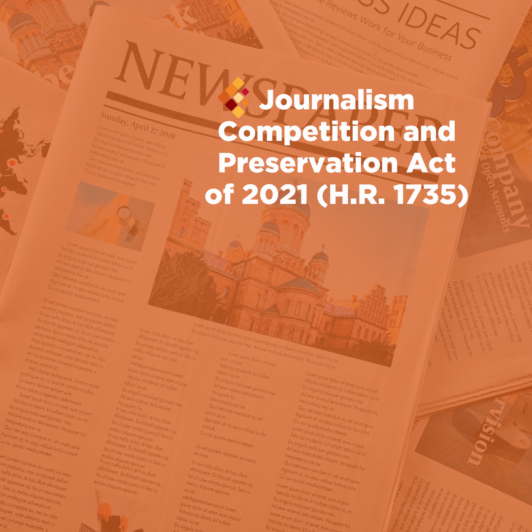 SIIA Letter on Journalism Competition and Preservation Act of 2021 (H.R